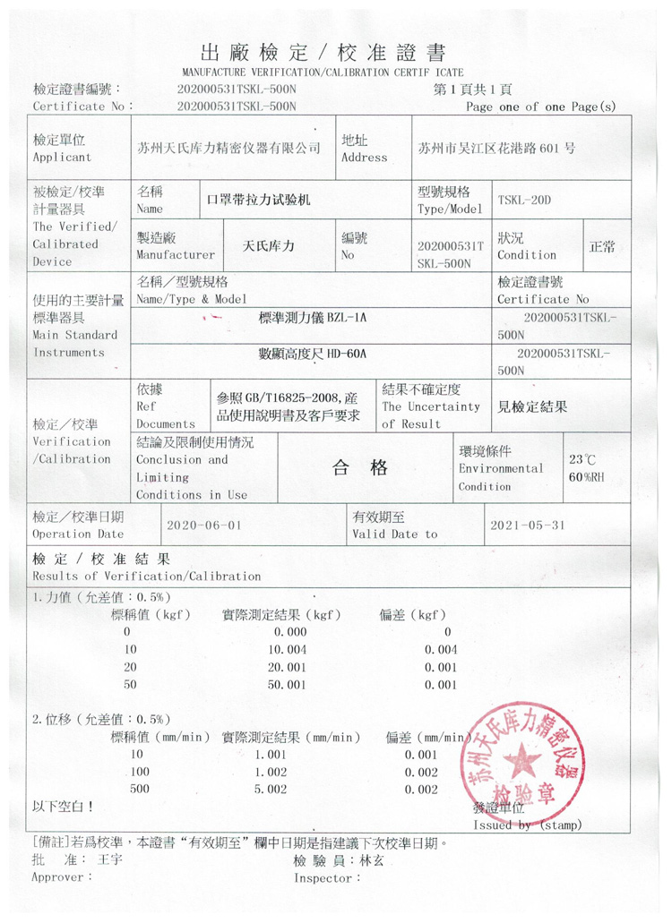 出廠檢定證書(shū)